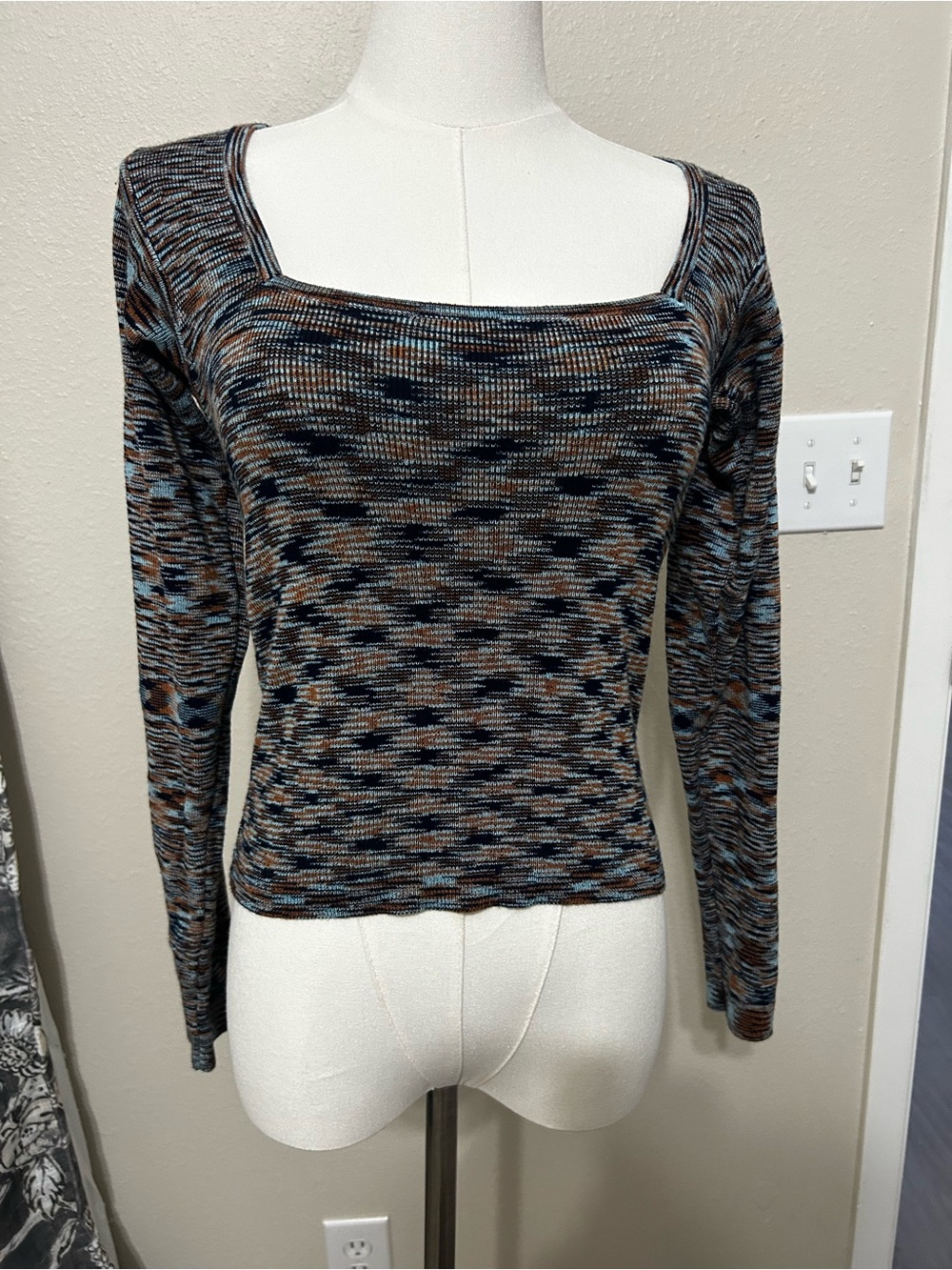 Cotton On Multicolor Square Neck Long Sleeve Top